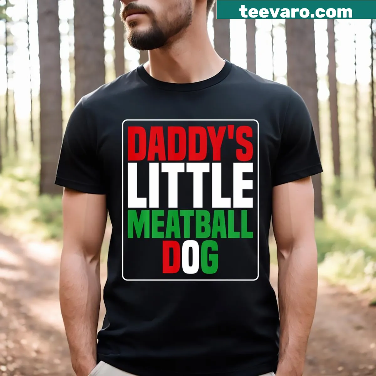 Funny dog dad t-shirt with the phrase 'Daddys Little Meatball' — on a men's t-shirt