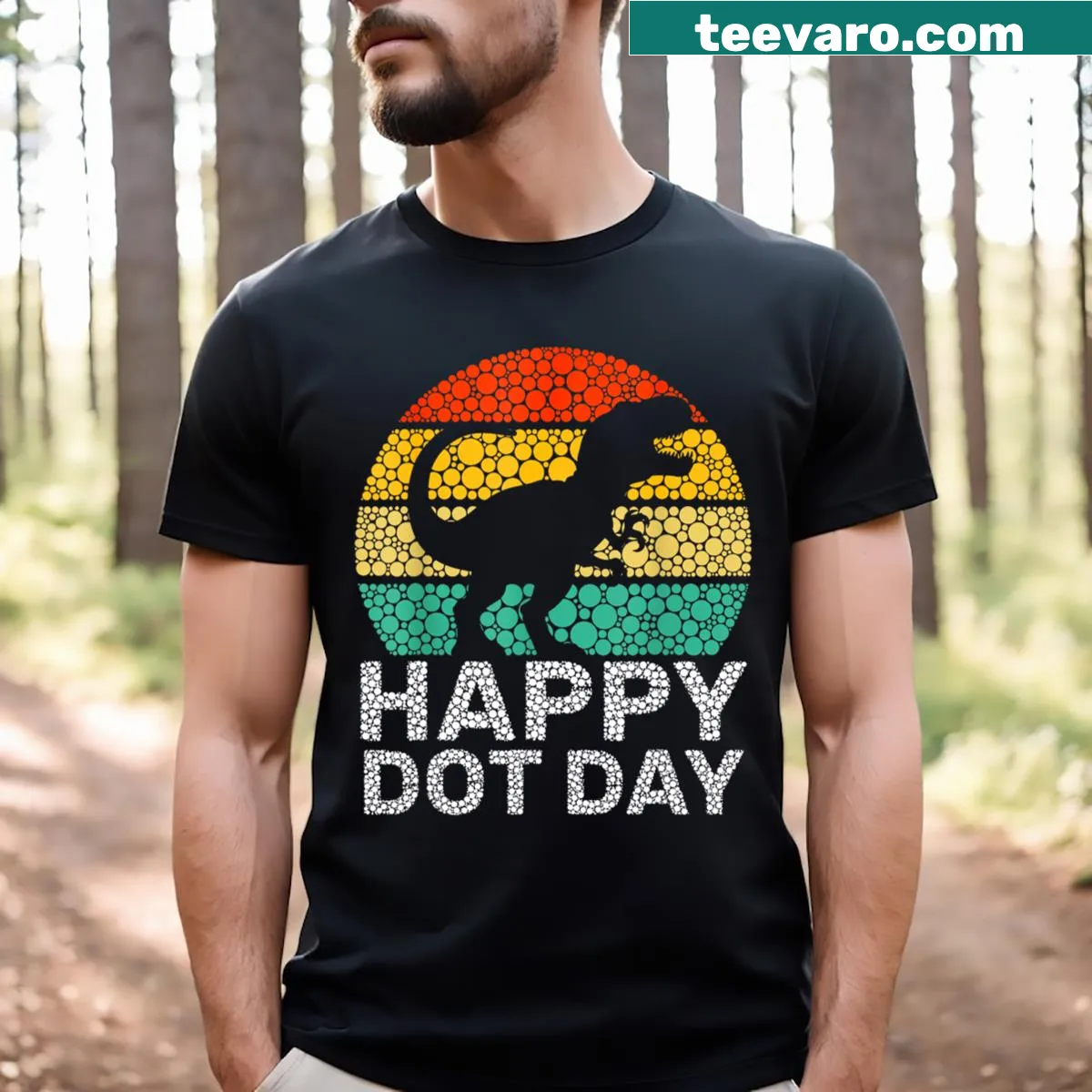 Cartoon dinosaurs with polka dots on a kids' T-shirt — on a men's t-shirt