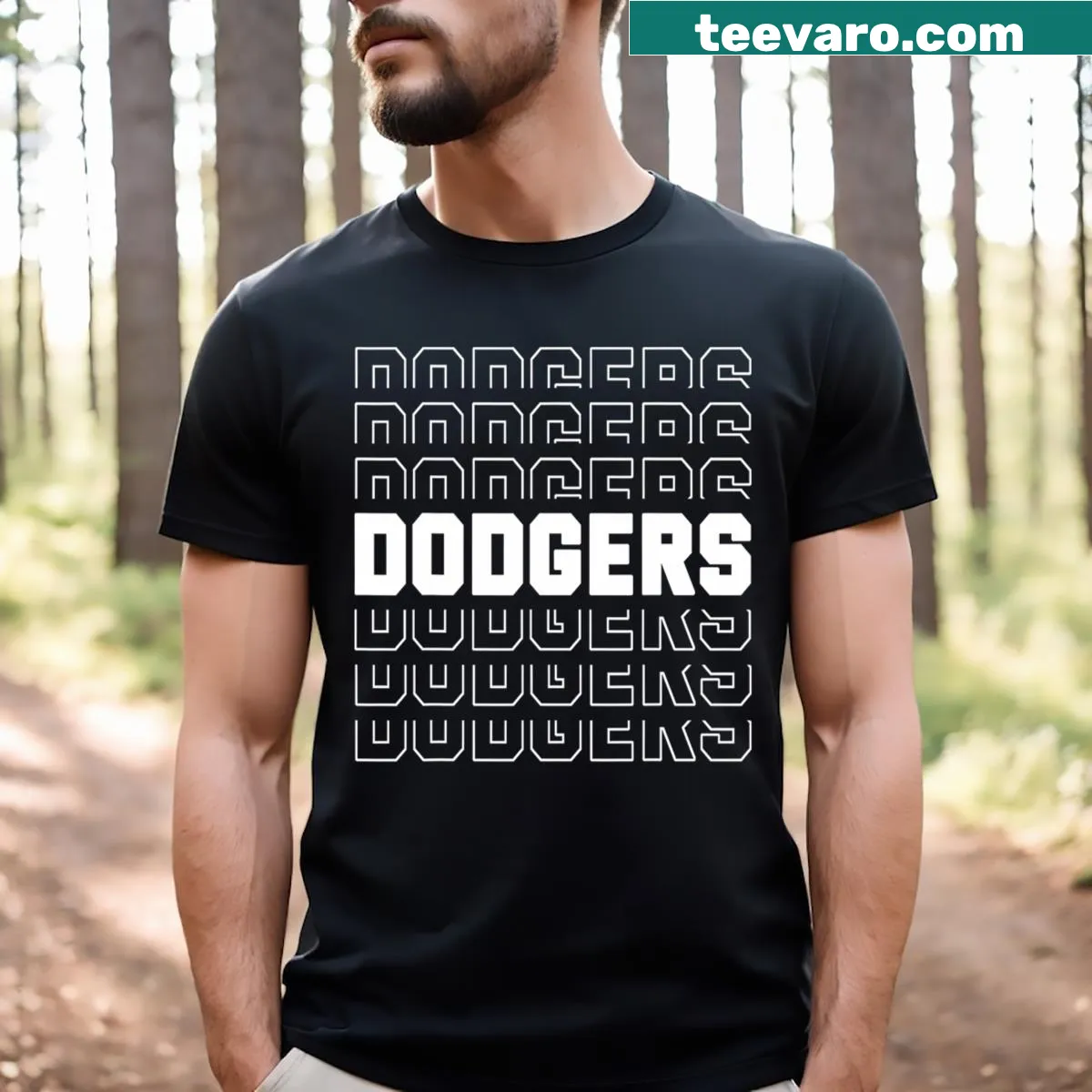Vintage Dodgers t-shirt with retro name design — on a men's t-shirt