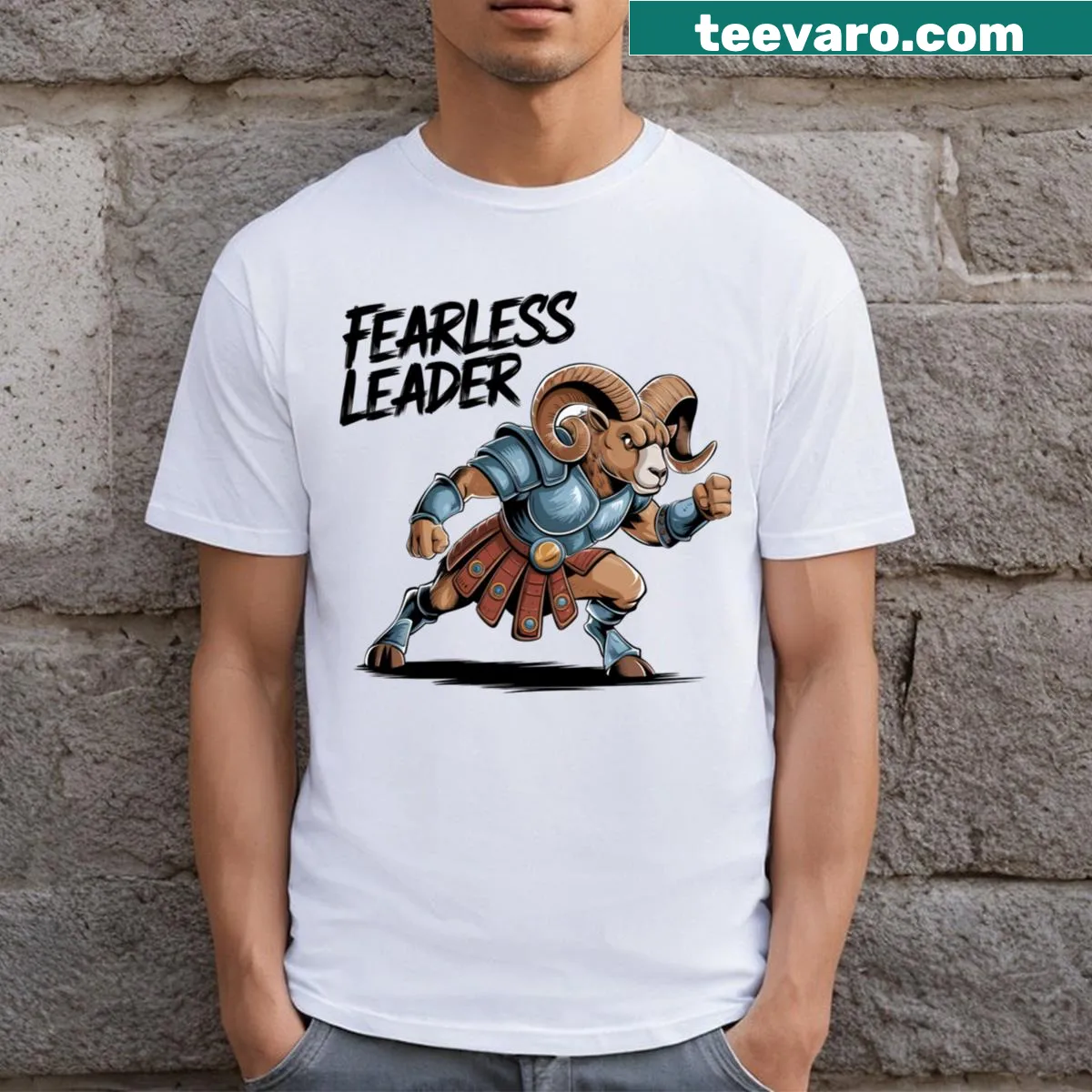 Bold Aries zodiac sign illustration on a T-shirt — on a men's t-shirt
