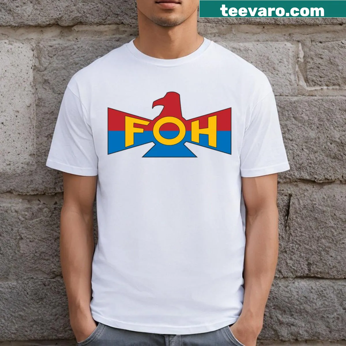 T-shirt with the phrase 'Friends Of Humanity' in bold text. — on a men's t-shirt