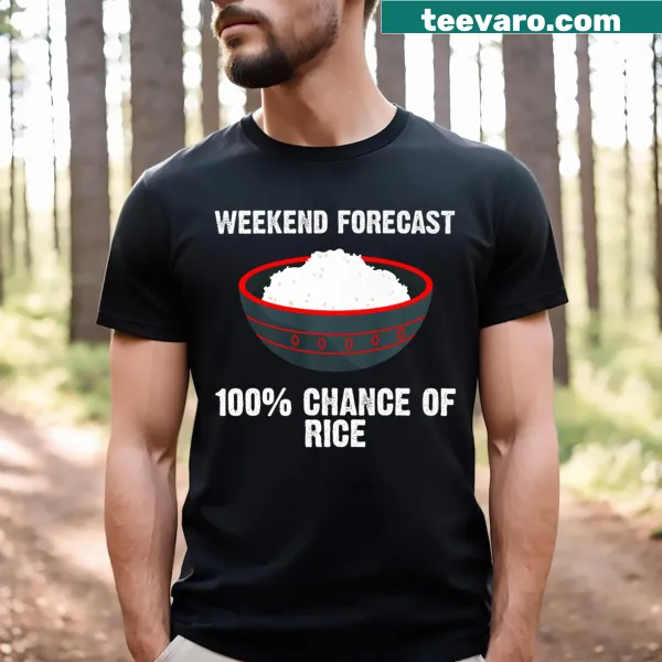 Graphic tee featuring humorous rice art design
