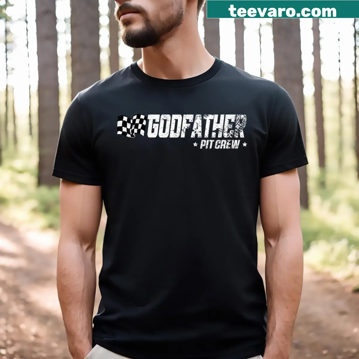 Pit crew themed T-shirt for racing fans and dads — on a men's t-shirt