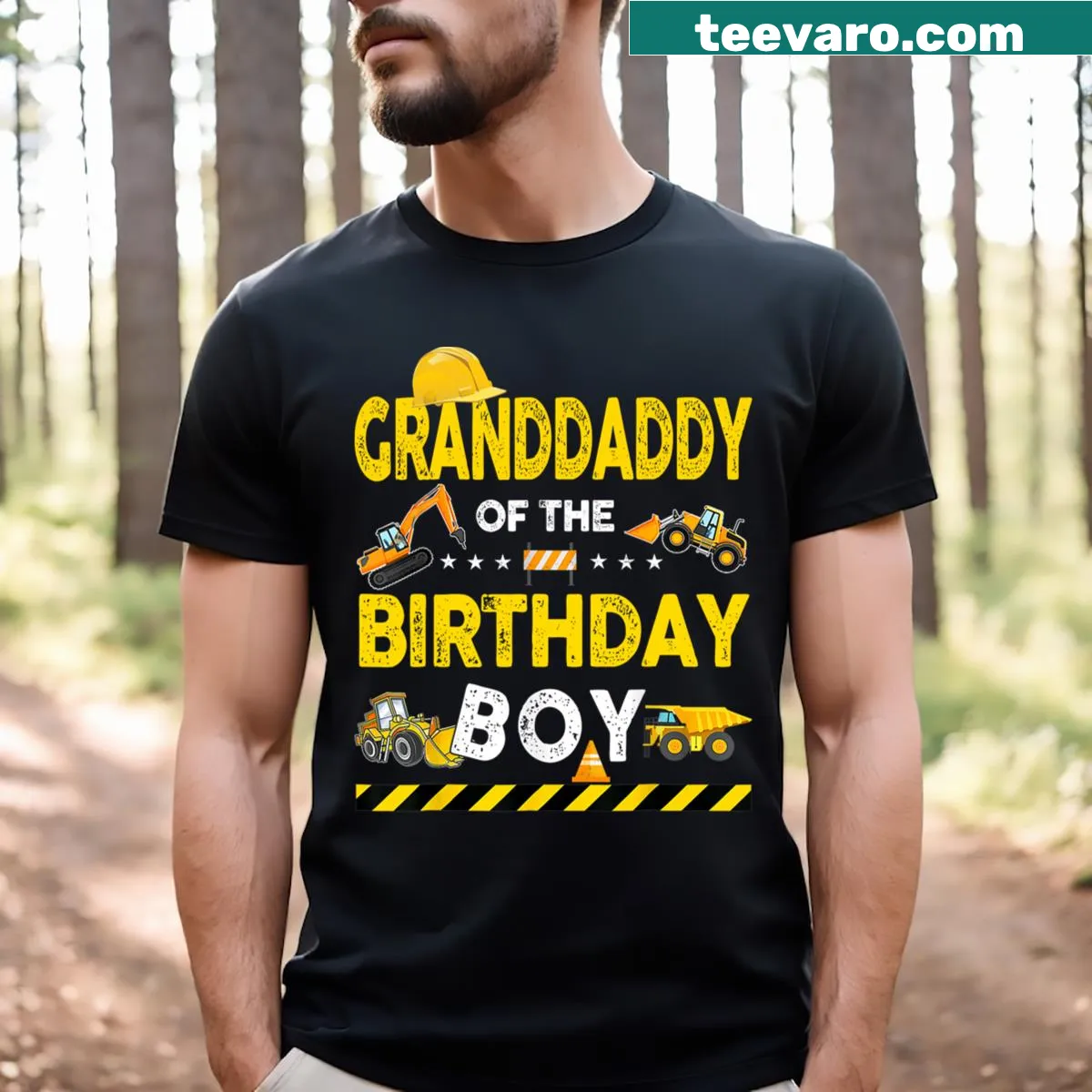 Humorous construction-themed birthday shirt for granddads — on a men's t-shirt