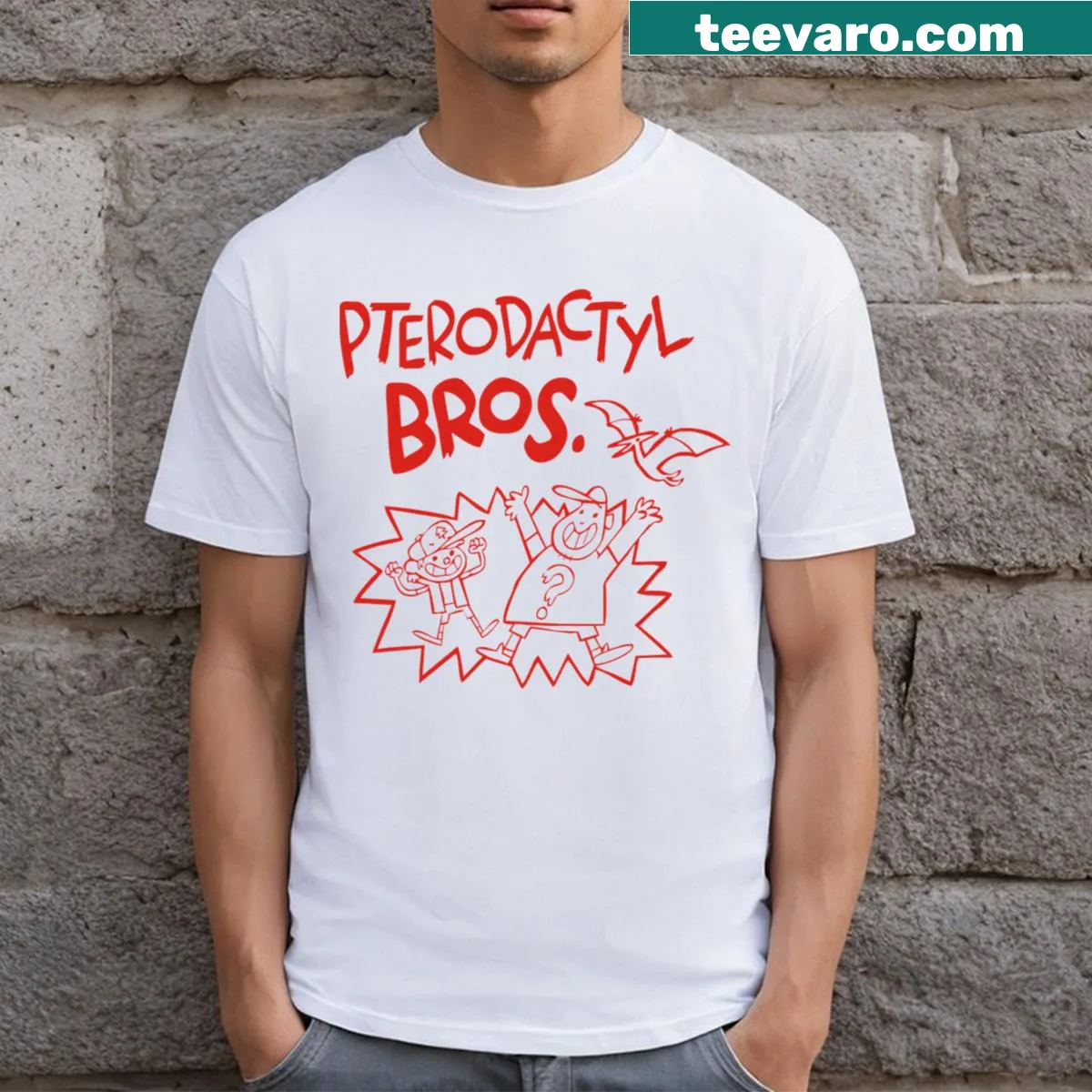 Whimsical Gravity Falls t-shirt featuring Pterodactyl Bros. — on a men's t-shirt