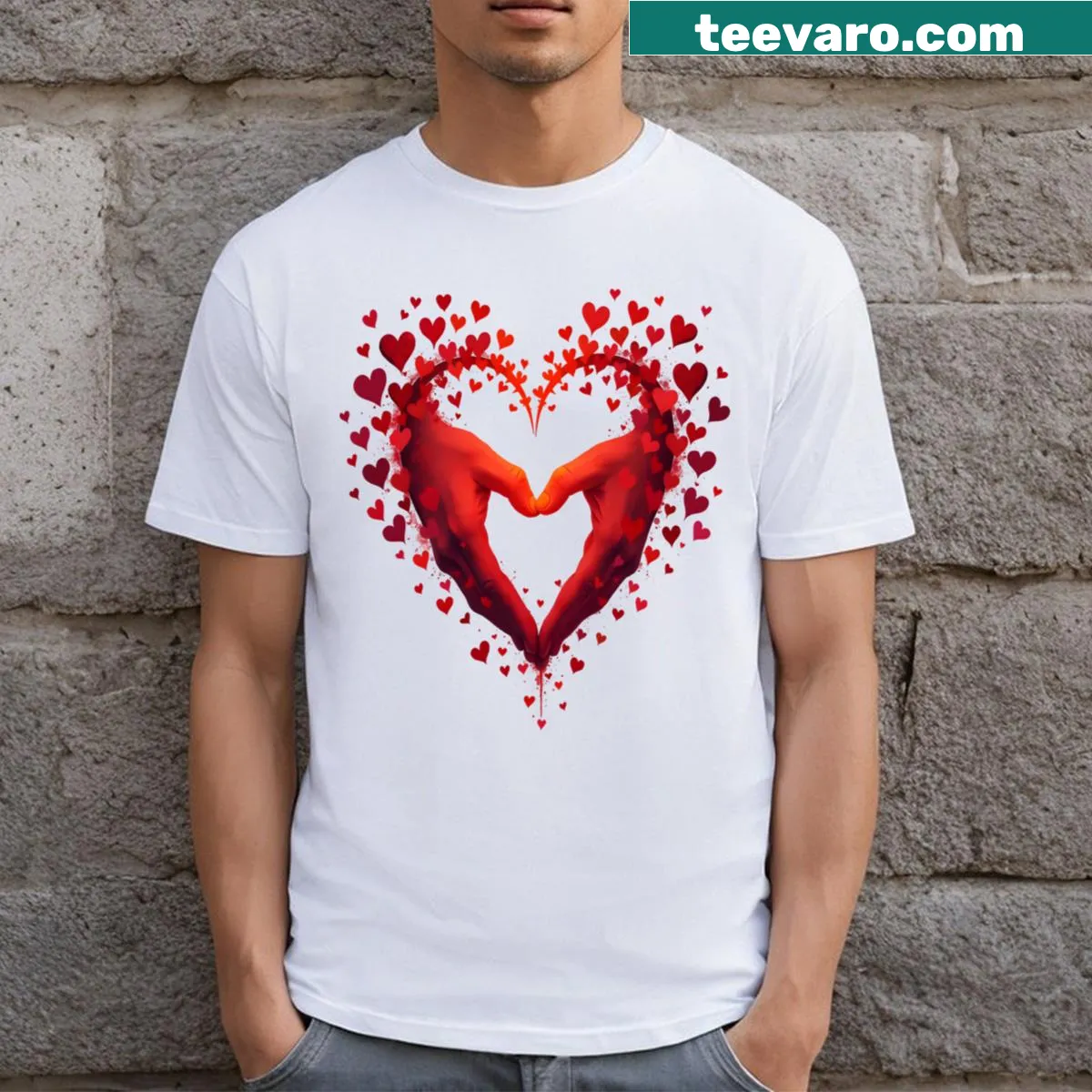 Typography T-shirt with the phrase Heart Of Two Oshamir — on a men's t-shirt