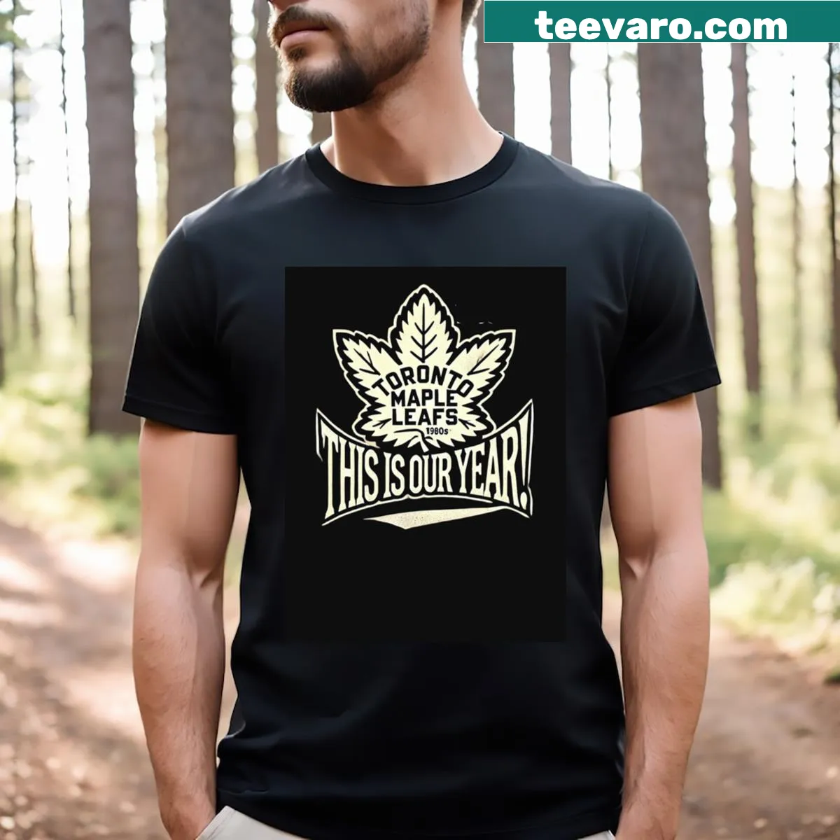 Hockey Mom T-shirt with bold typography — on a men's t-shirt