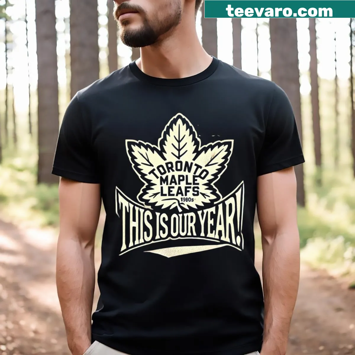 Proud Hockey Mom T-shirt featuring bold text — on a men's t-shirt