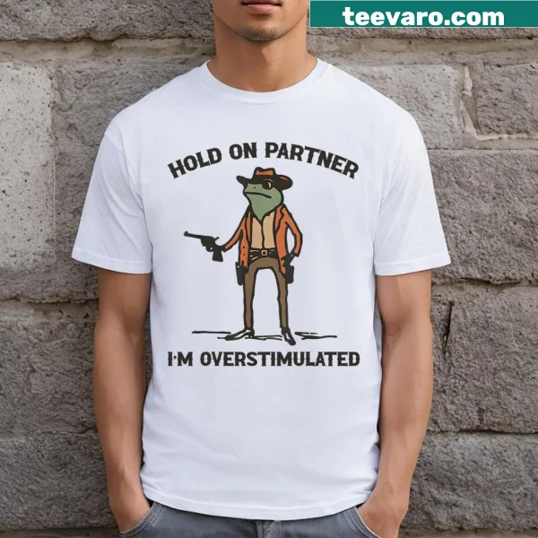 Vintage-style T-shirt with cowboy frog graphic and text