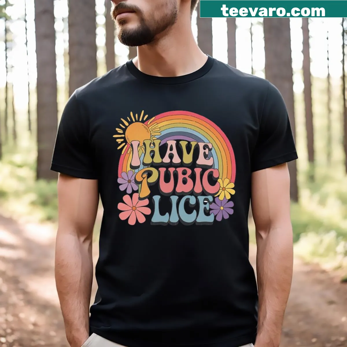 Retro T-shirt with edgy humor about pubic lice — on a men's t-shirt