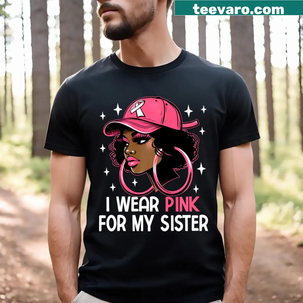 T-shirt supporting breast cancer awareness with a tribute message — on a men's t-shirt