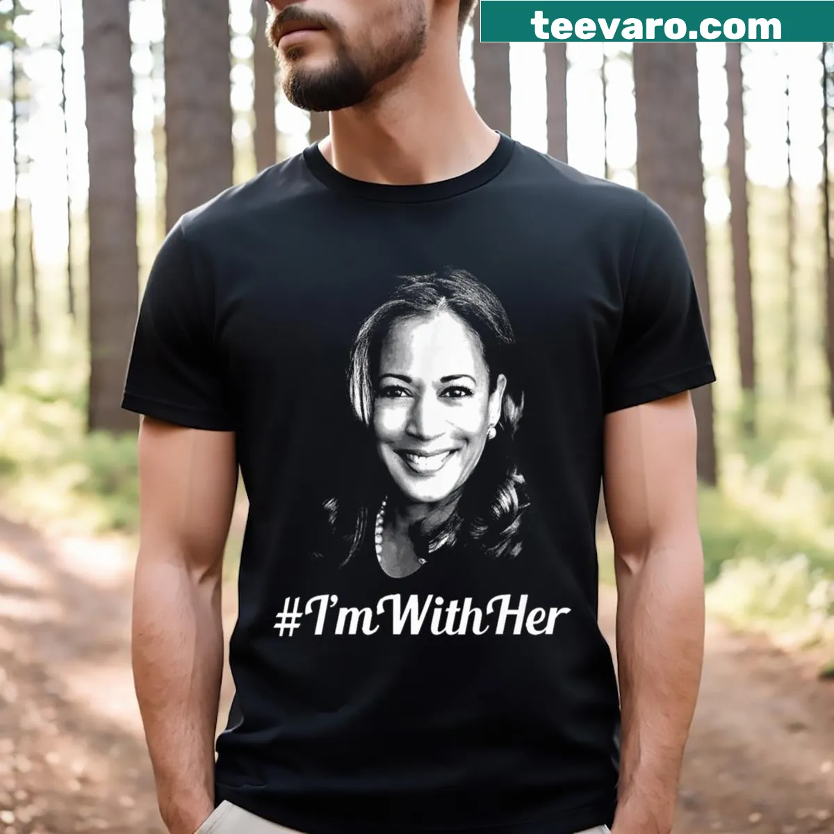 Supportive t-shirt for Kamala Harris 2024 — on a men's t-shirt