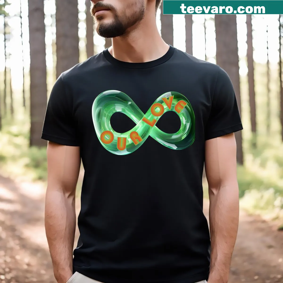 Infinity symbol graphic t-shirt representing eternal love — on a men's t-shirt