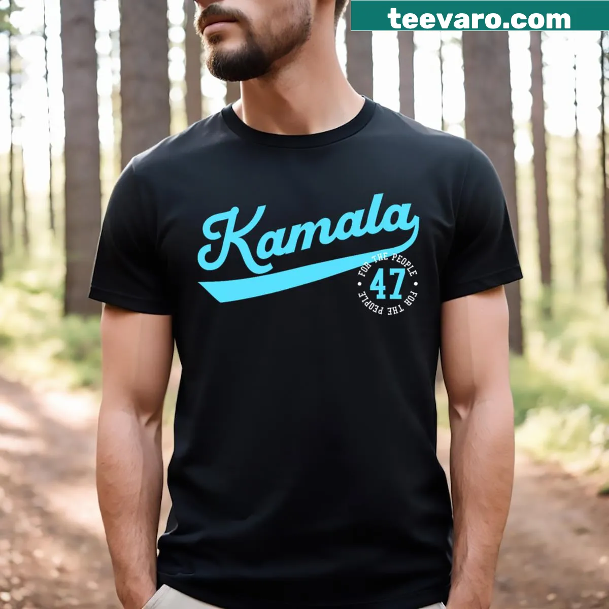 Kamala Harris President t-shirt with bold typography — on a men's t-shirt