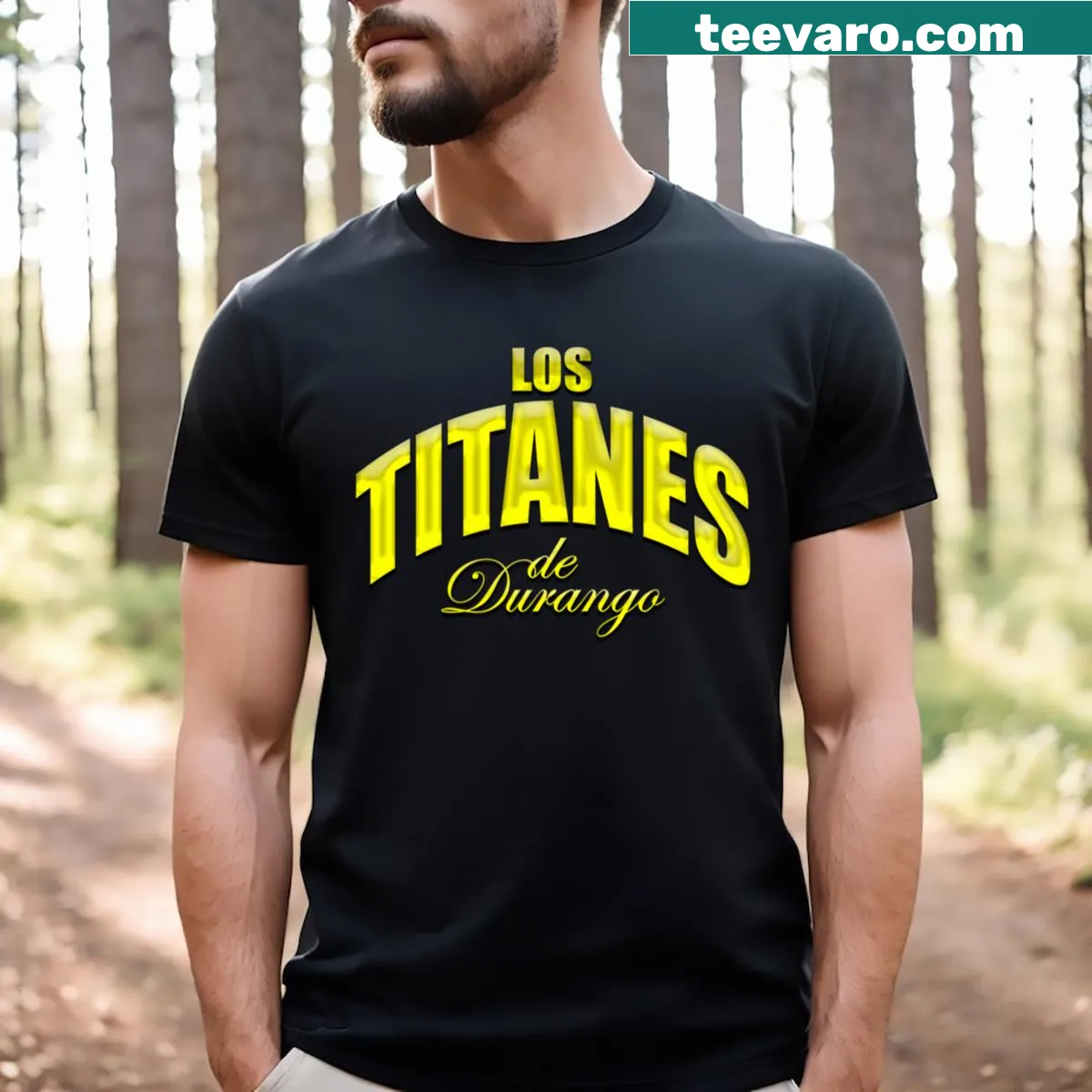 T-shirt featuring Los Titanes De Durango band graphic — on a men's t-shirt