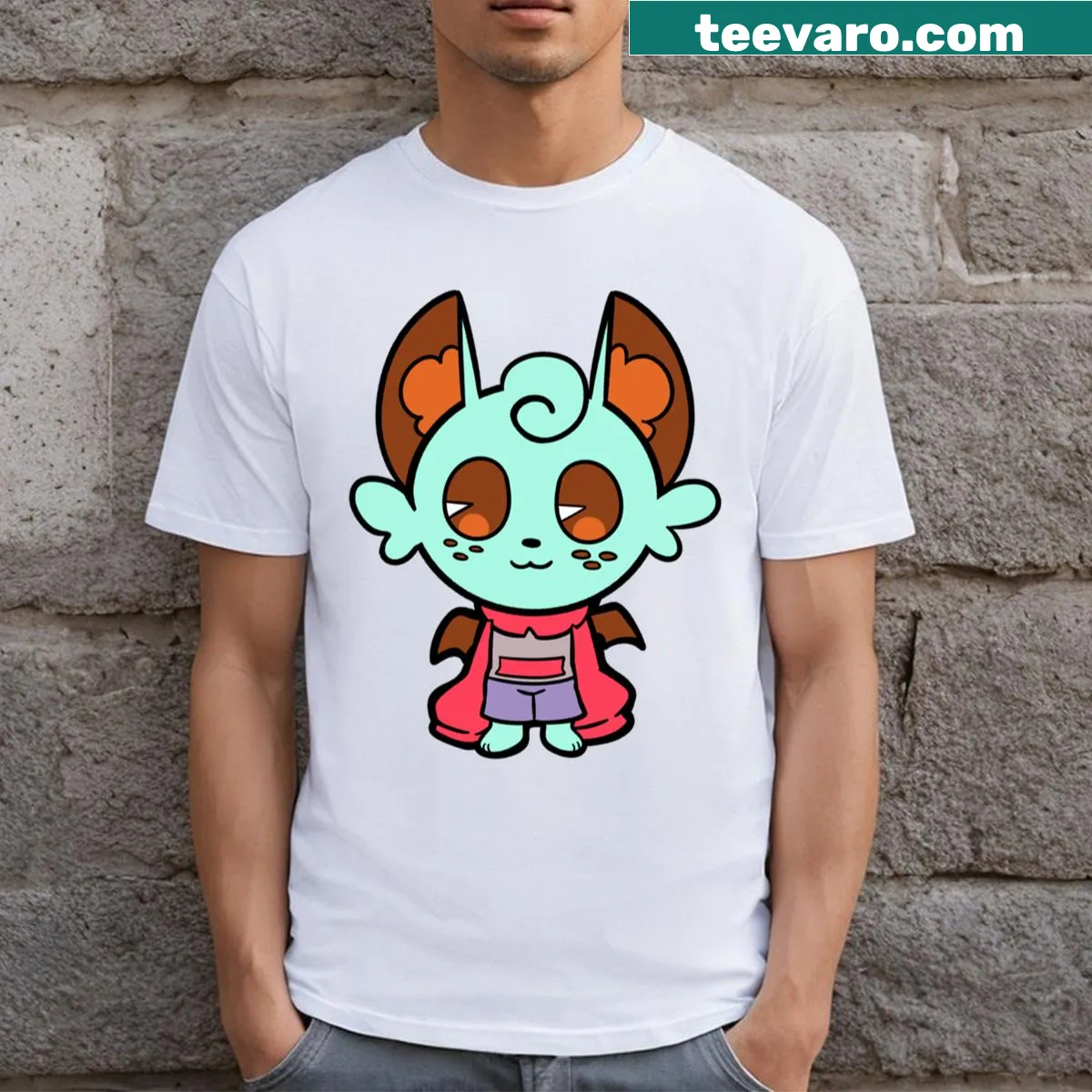 Cute bat illustration on a T-shirt — on a men's t-shirt