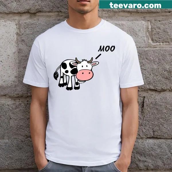 Cartoon cow design on a playful T-shirt