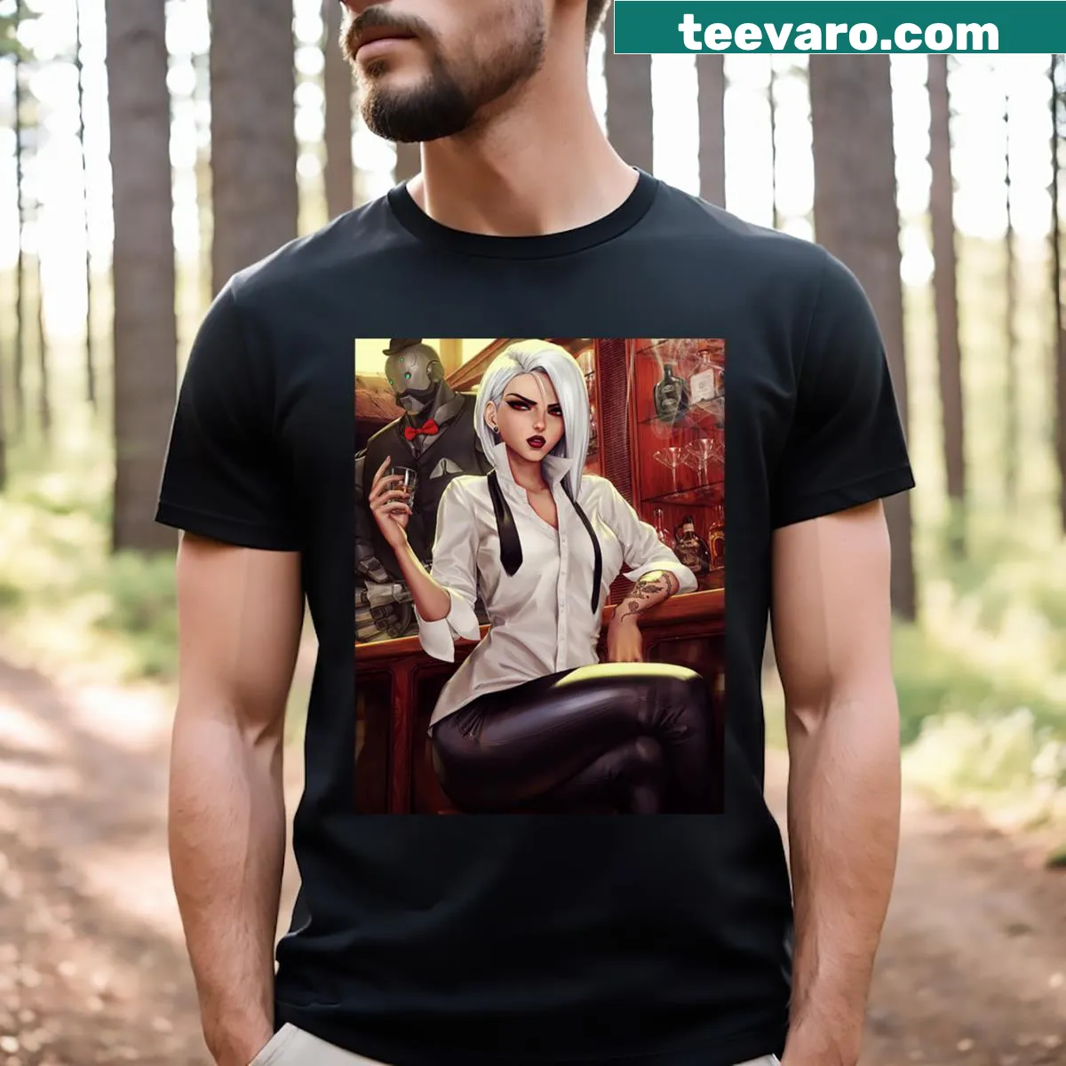 Illustration inspired by Overwatch on a T-shirt — on a men's t-shirt