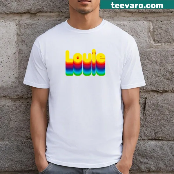 Colorful name label design featuring the name Louie in layers