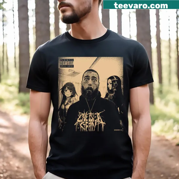 Illustrative T-shirt with Post Malone and waifu theme