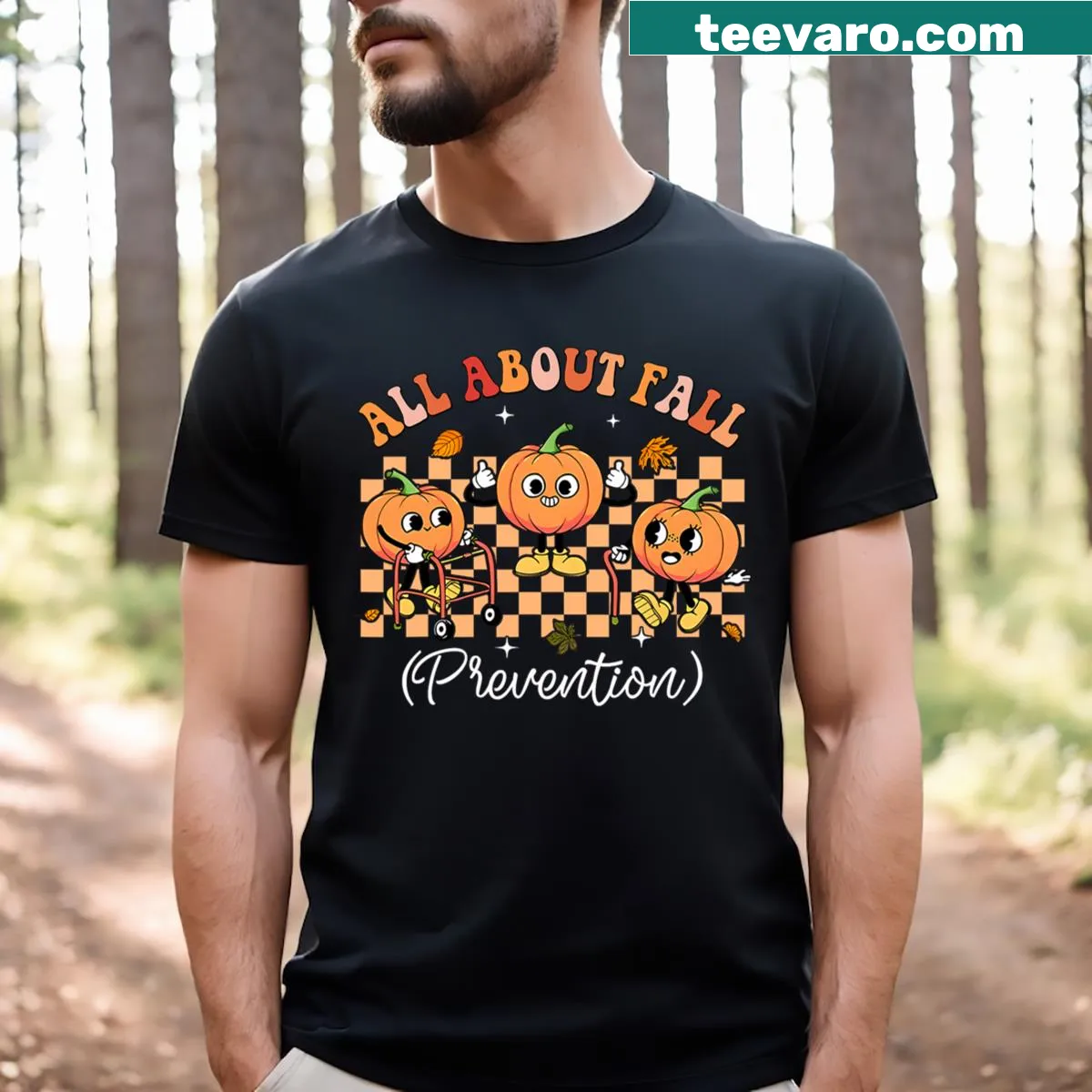Health t-shirt with 'I Love Fall Prevention' for nurses — on a men's t-shirt