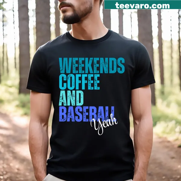 T-shirt with retro text design celebrating coffee and baseball