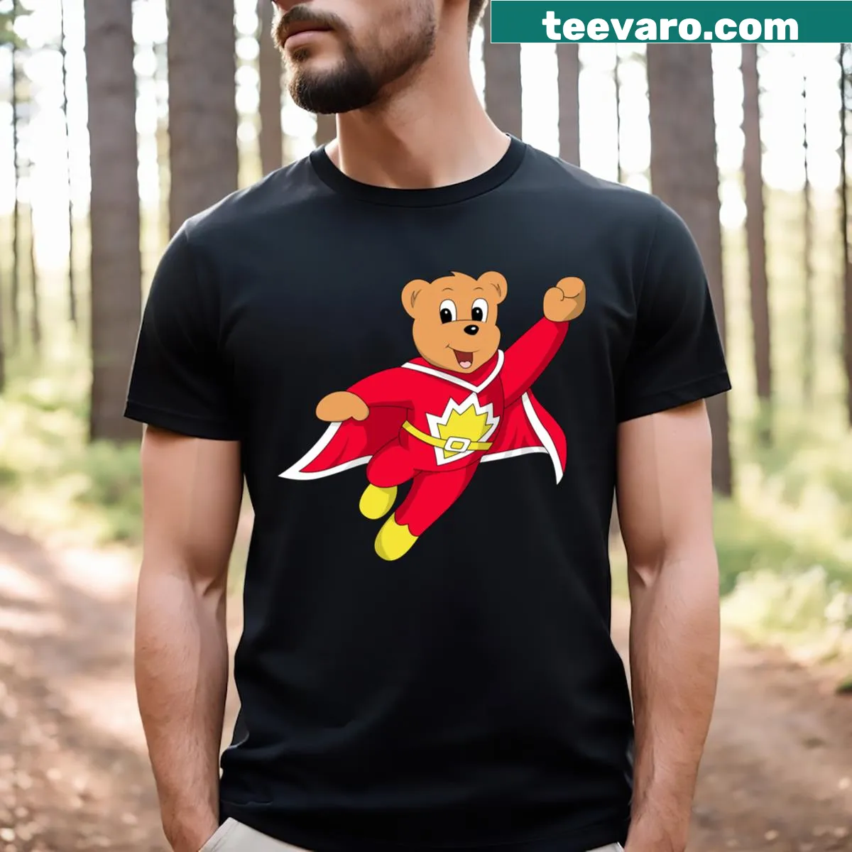 Essential T-shirt featuring bold typography of Super Ted — on a men's t-shirt