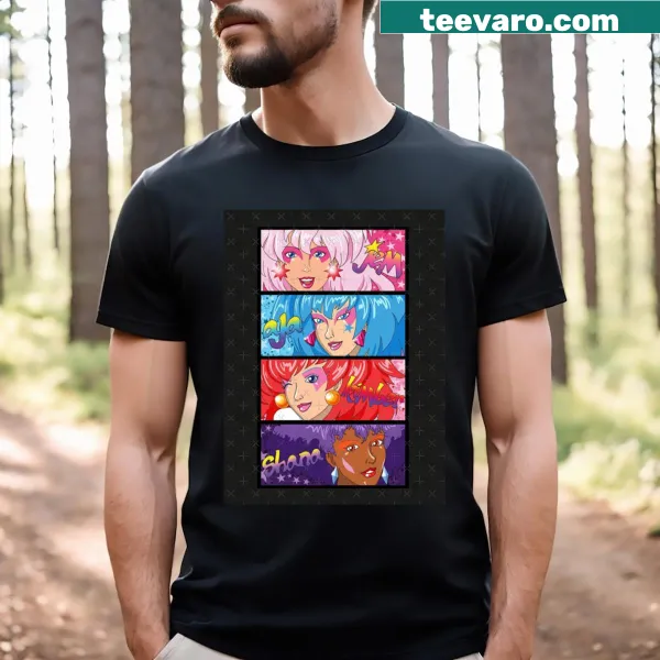 Cartoon art of The Holograms band members on a t-shirt