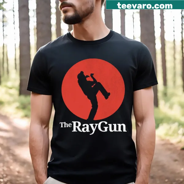 Dynamic graphic t-shirt featuring karate and breakdancing elements