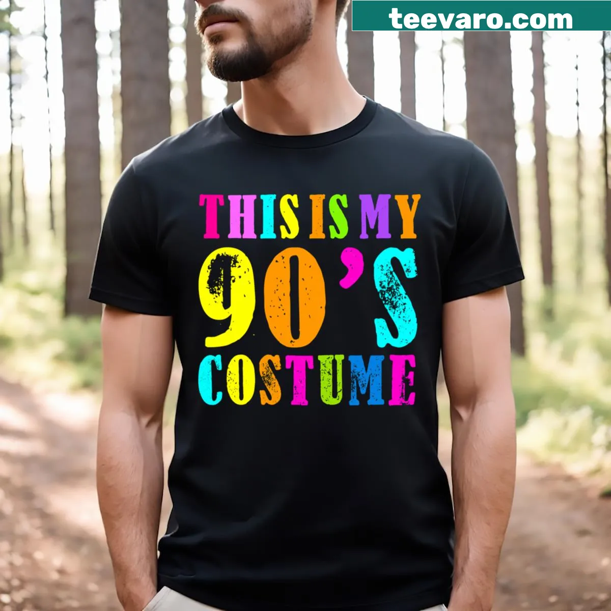 Retro 90s style costume vibe t-shirt — on a men's t-shirt