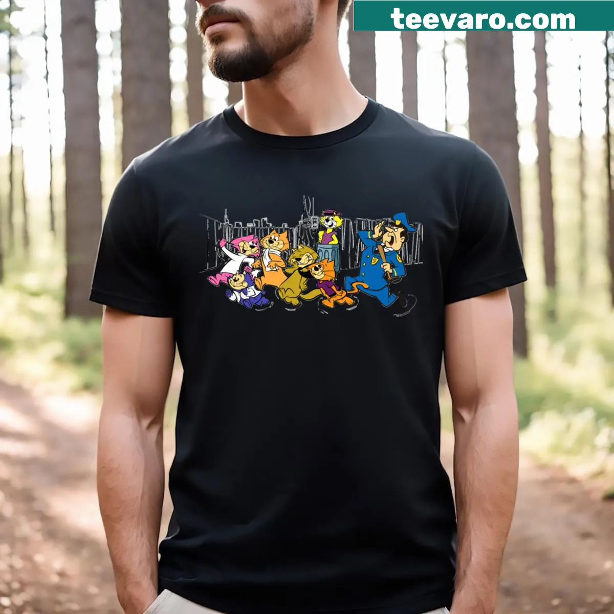 Cartoon graphic featuring Top Cat on a t-shirt — on a men's t-shirt