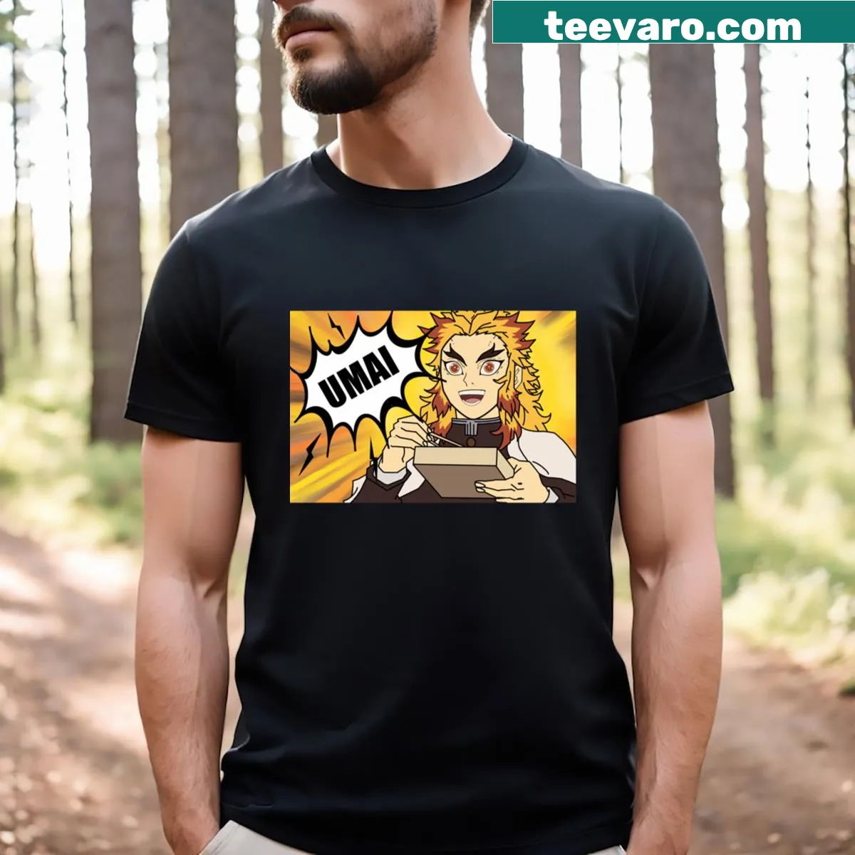 Minimalist T-shirt featuring the word 'Umai' in clear text — on a men's t-shirt