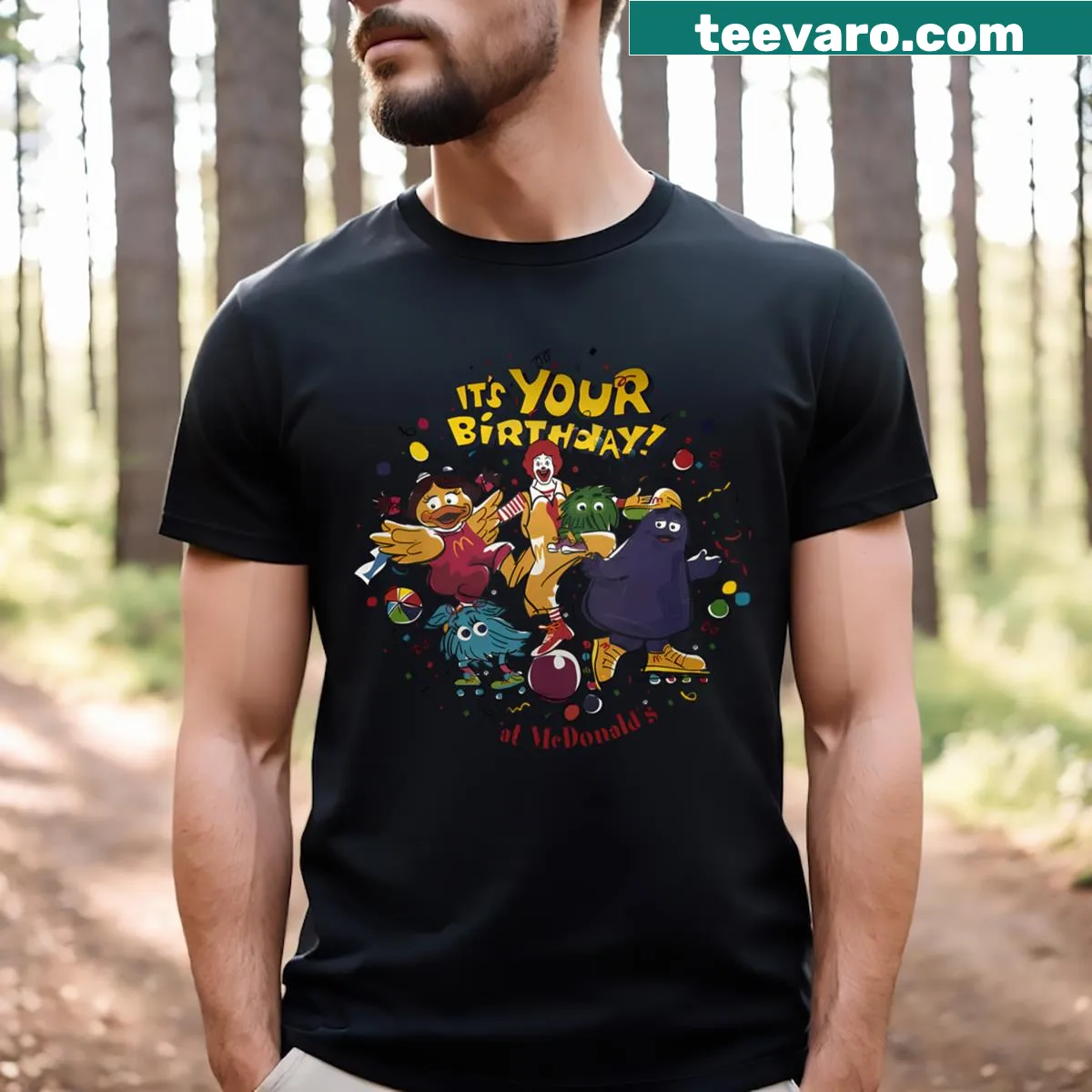 Playful vintage logo graphic for kids T-shirt — on a men's t-shirt