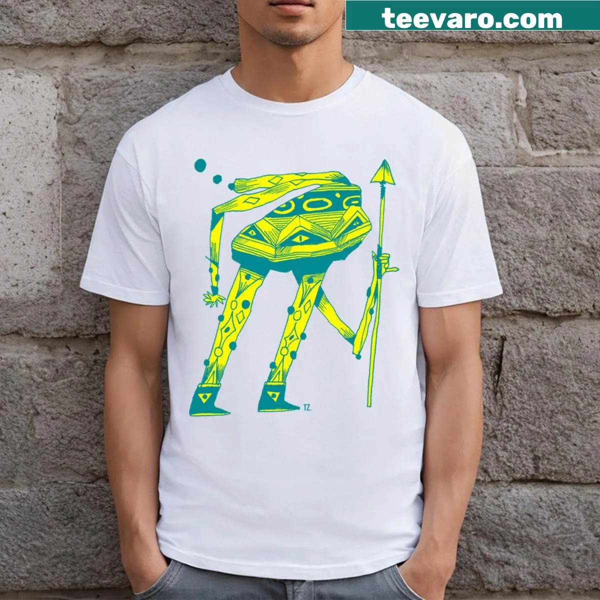 Empowering warrior graphic T-shirt — on a men's t-shirt