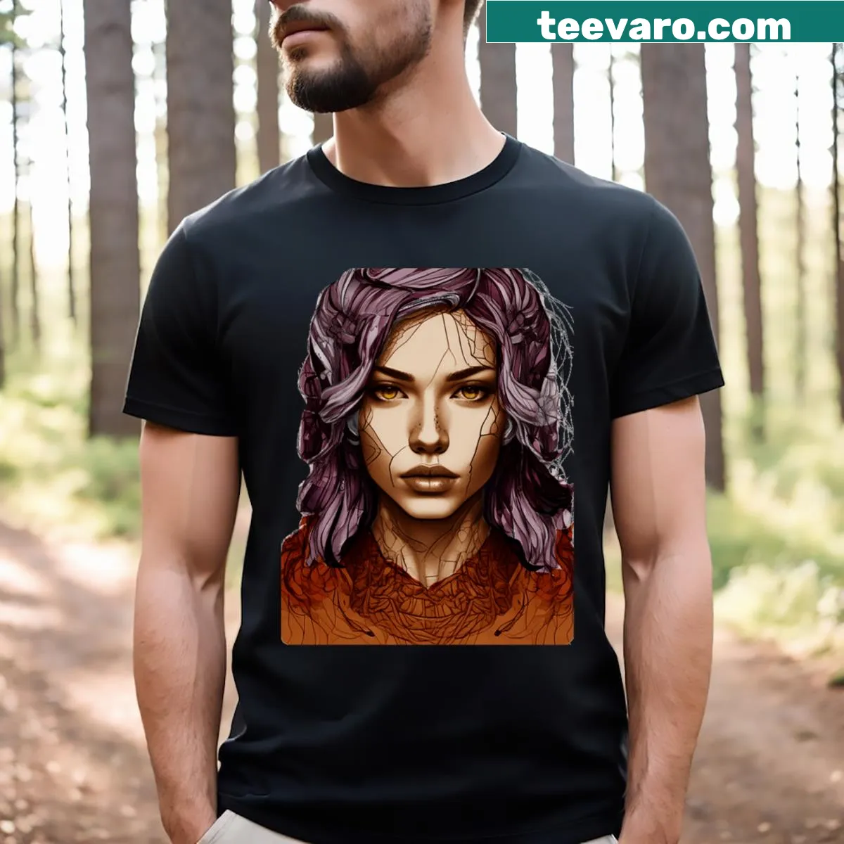 Minimalist T-shirt featuring an AI-inspired graphic design. — on a men's t-shirt