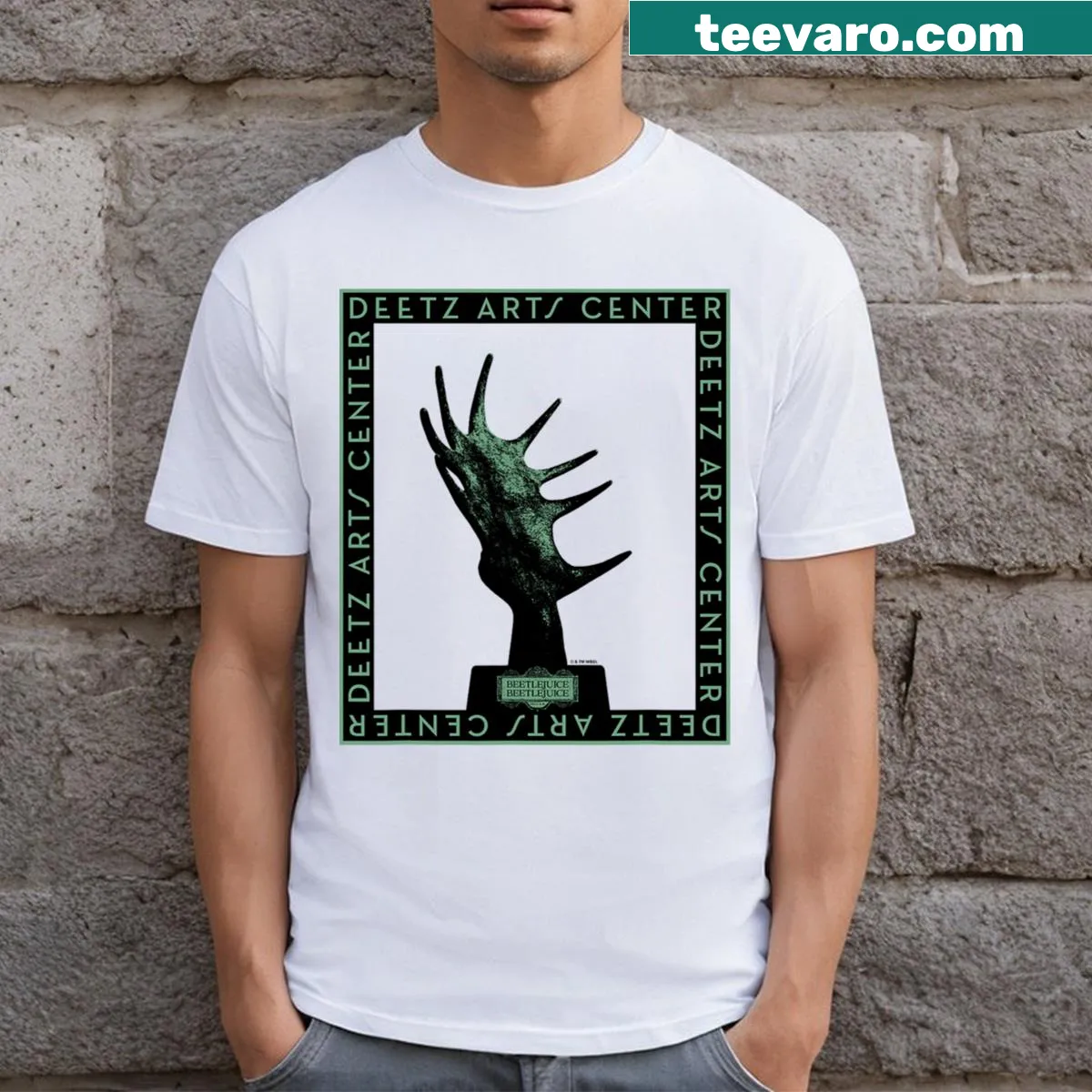 Beetlejuice Beetlejuice Deetz Arts Center Poster T-shirt with artistic design — on a men's t-shirt