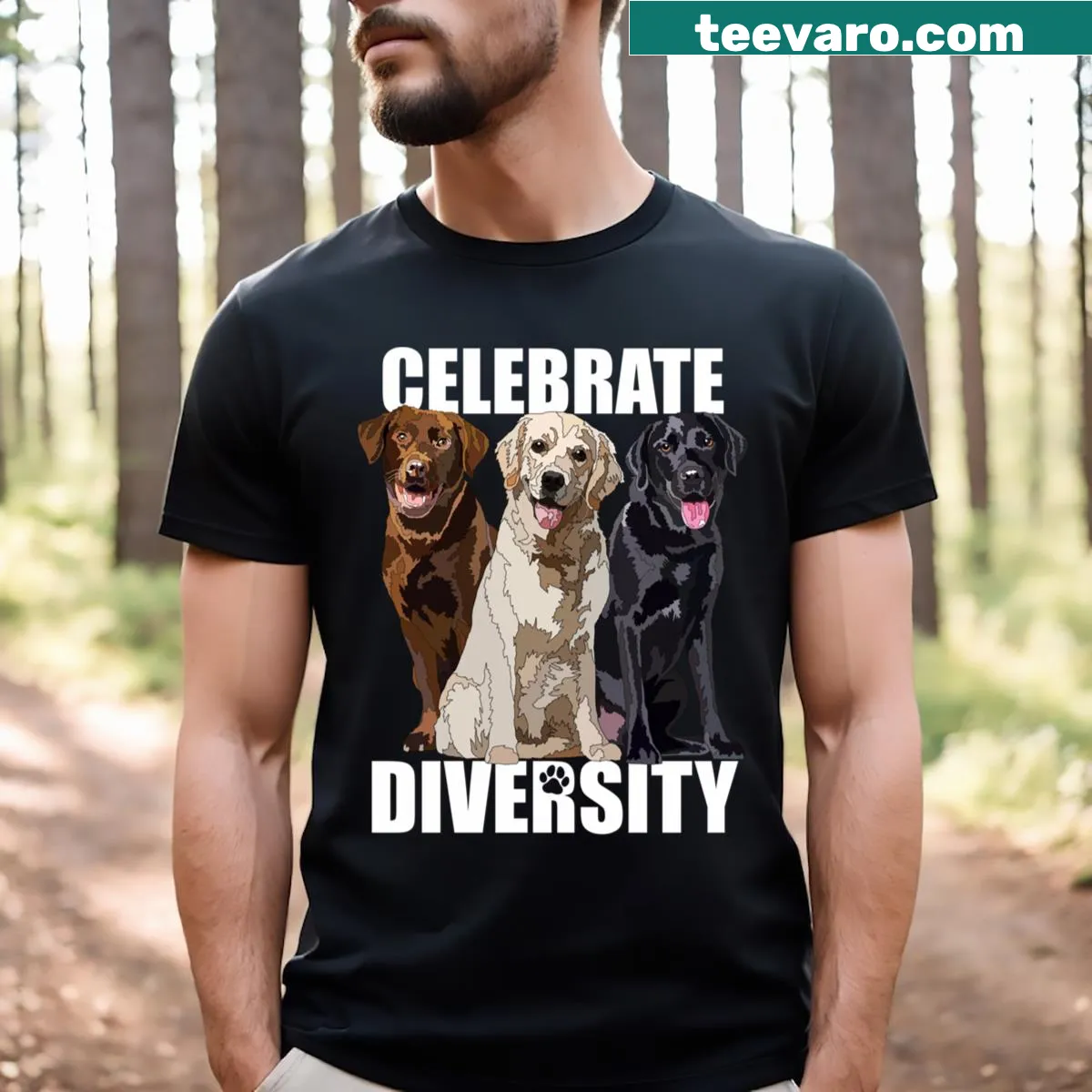 Wholesome Labrador dog lover T-shirt celebrating diversity — on a men's t-shirt