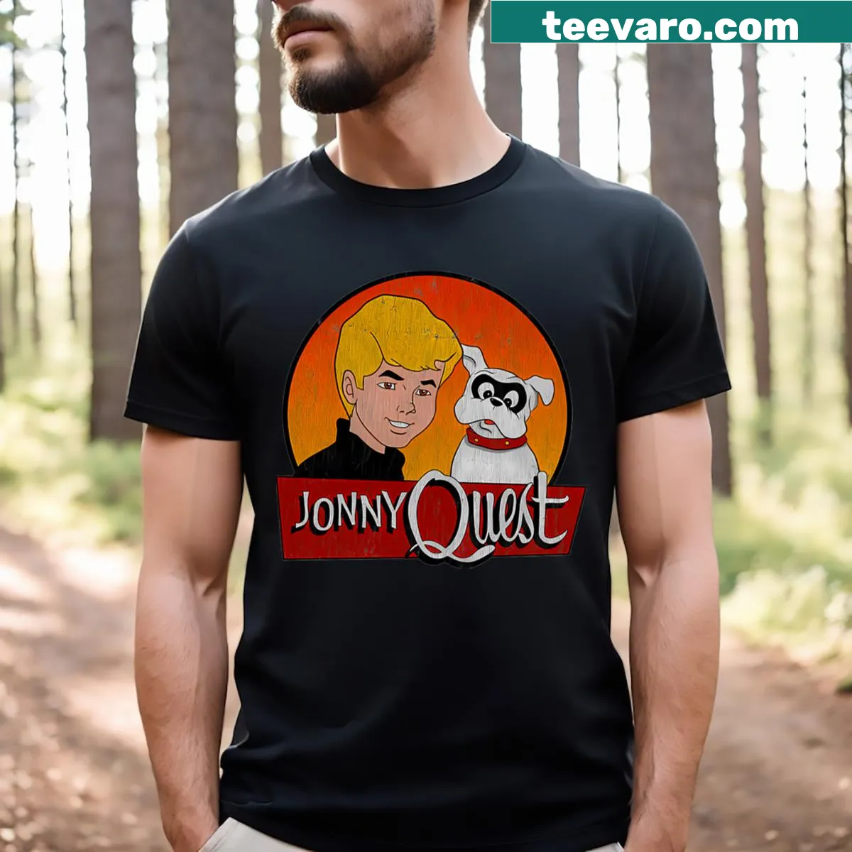 Vintage cartoon film logo graphic for kids' t-shirt — on a men's t-shirt