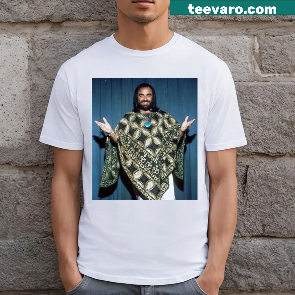 Retro-styled T-shirt featuring the phrase 'Ladies Man' in tribute to Demis Roussos. — on a men's t-shirt