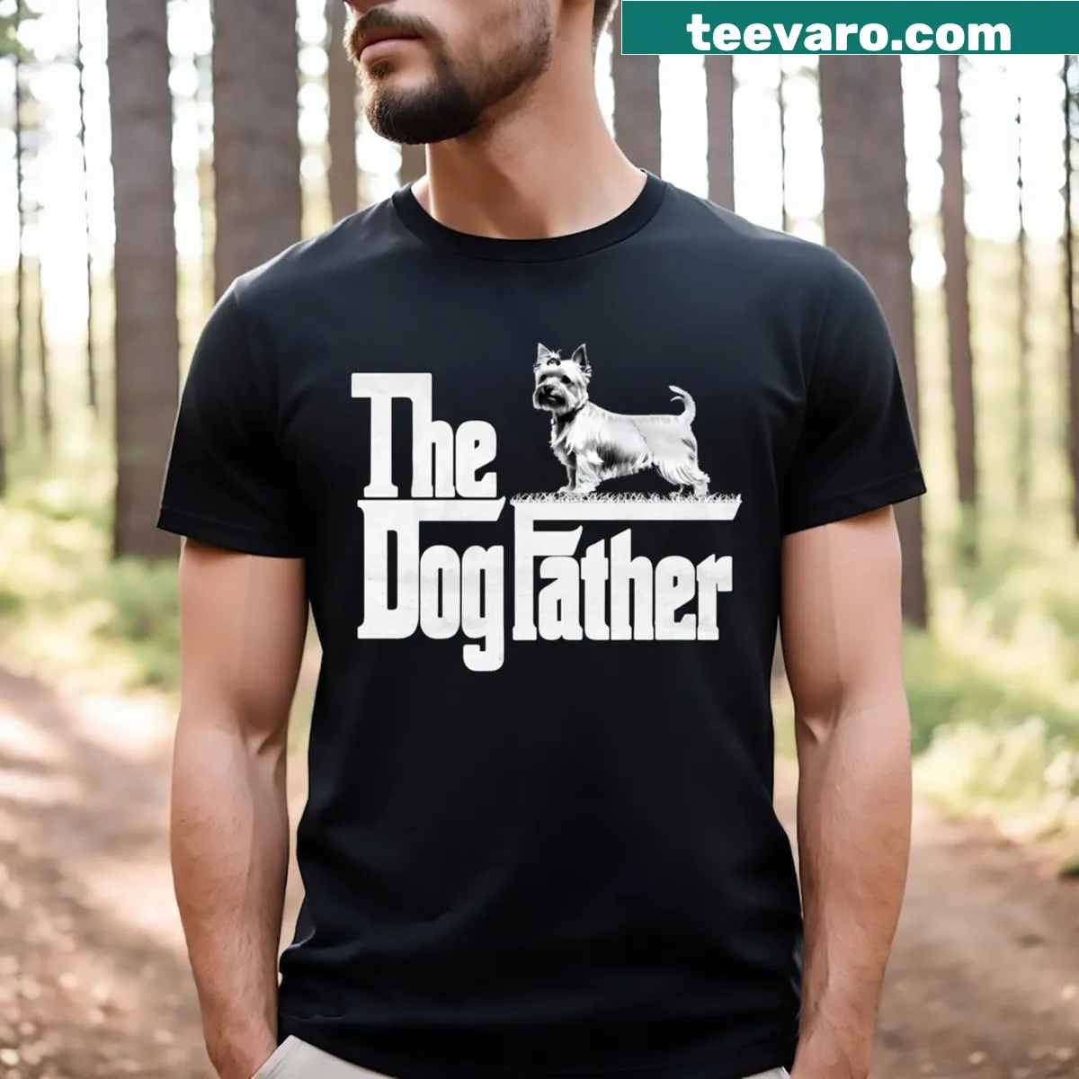 Illustration of Yorkshire Terrier on Dogfather t-shirt — on a men's t-shirt