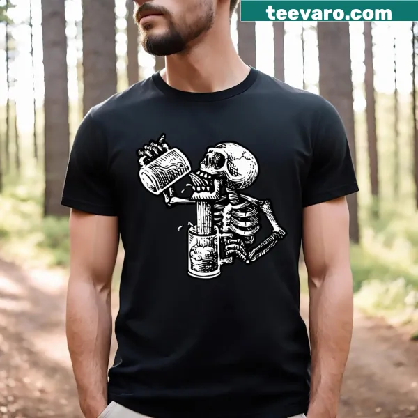 Edgy t-shirt featuring a humorous drunk skull illustration