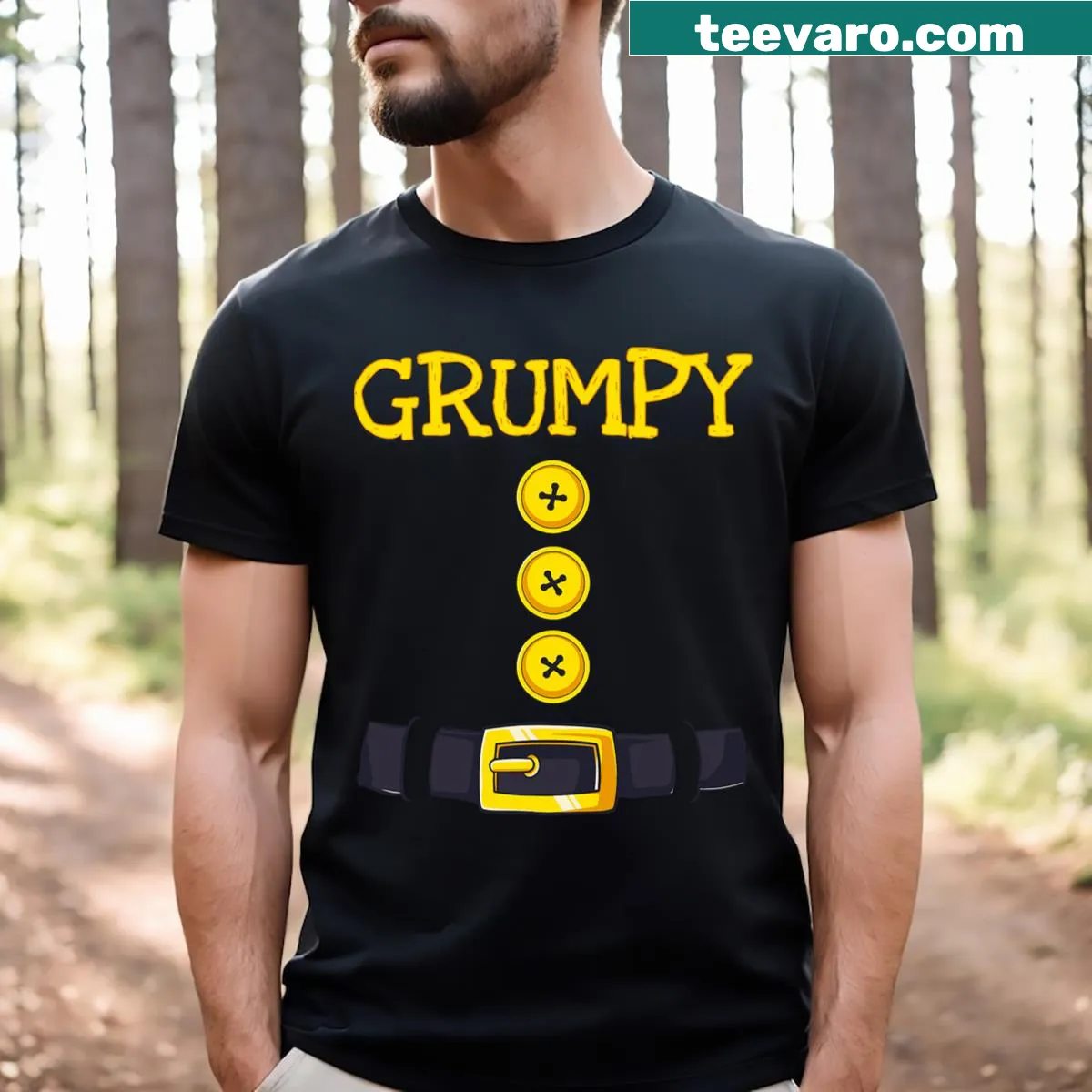 Dwarf-themed Halloween group costume graphic on t-shirt — on a men's t-shirt