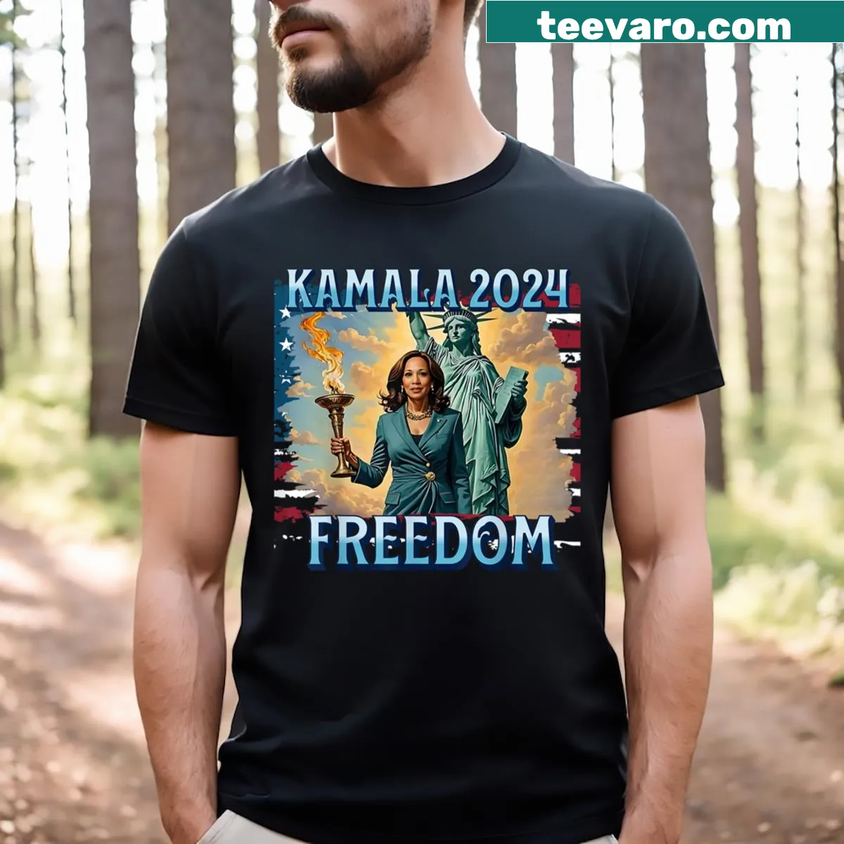 Bold emblem design representing freedom and strength — on a men's t-shirt