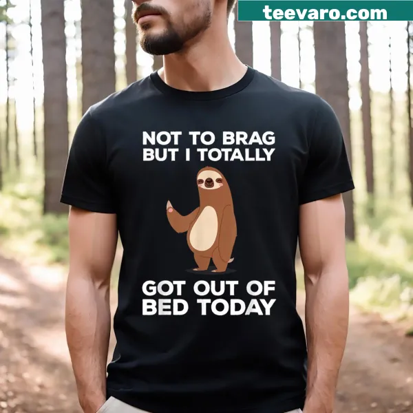 Humorous sloth graphic on a casual t-shirt