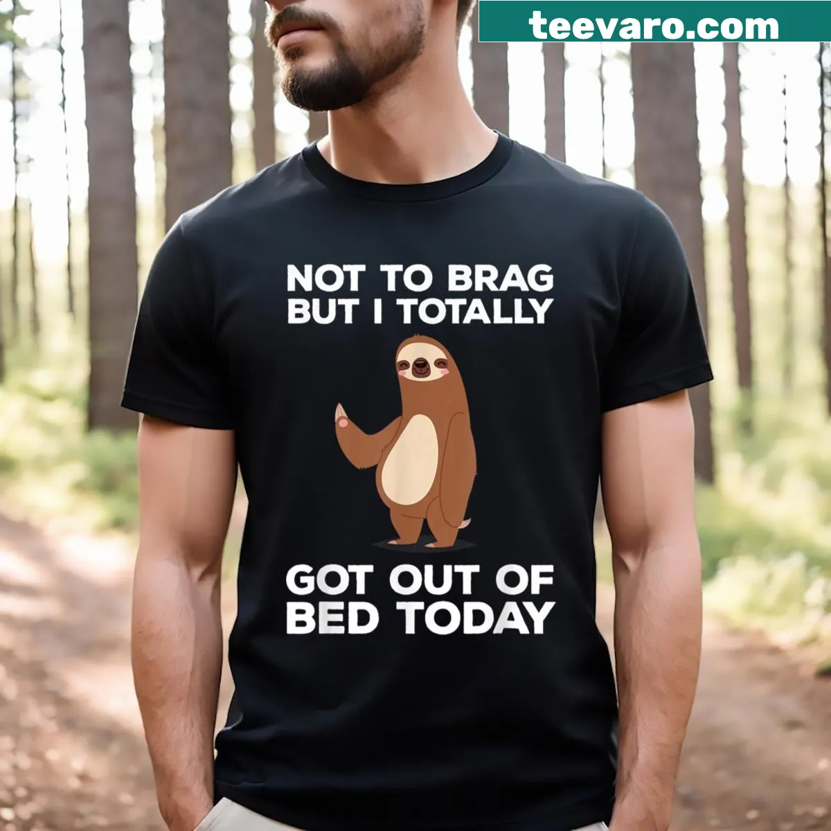 Humorous sloth graphic on a casual t-shirt — on a men's t-shirt
