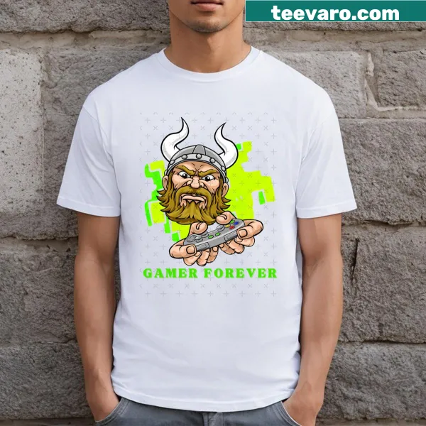 Playful typography tee for gamers declaring 'Gamer Forever.'