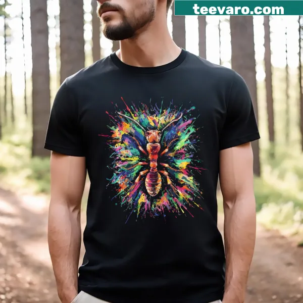 Silhouette of an ant graphic on a T-shirt