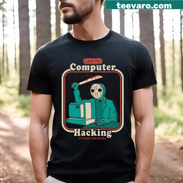 Text graphic saying 'Hacking For Beginners' on a t-shirt