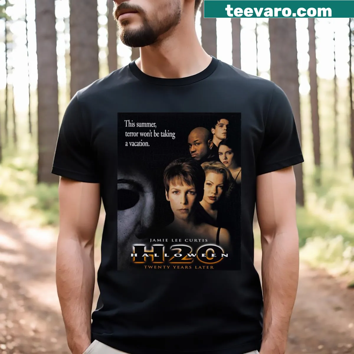 Halloween-themed Essential T-shirt emphasizing hydration — on a men's t-shirt