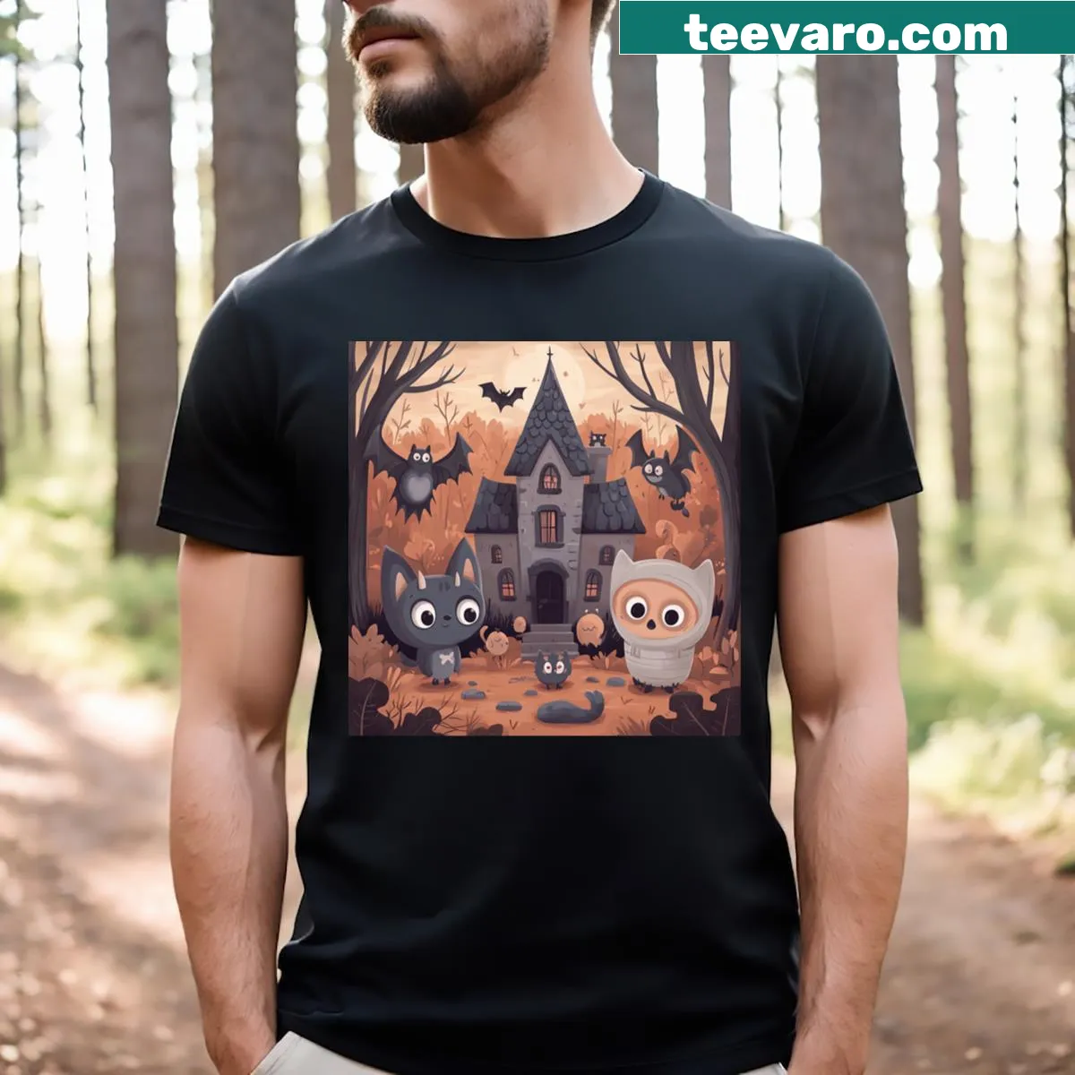 Classic Halloween-themed party t-shirt for festive occasions — on a men's t-shirt